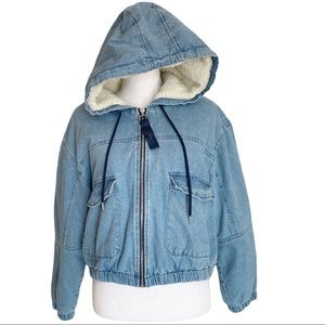 ashley vintage charm denim jacket with hood
